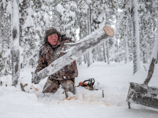 Kostya prepares firewood - Russia