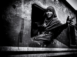 Girl in the train window